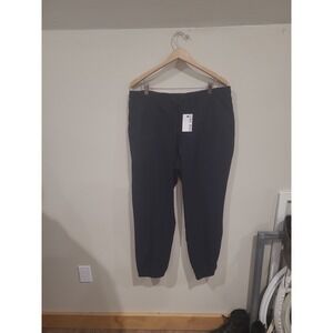 NWT Nine West Tie Waist Jogger Pant Mid Rise Relaxed Women SZ XL black casual
